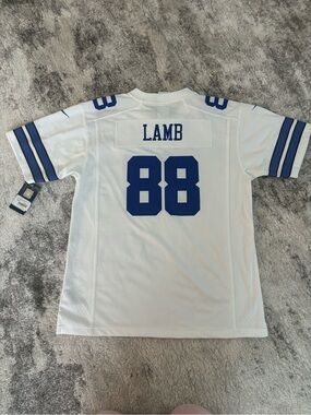 NFL Dallas Cowboys CeeDee Lamb #88 White and Blue Jersey. YOUTH XL